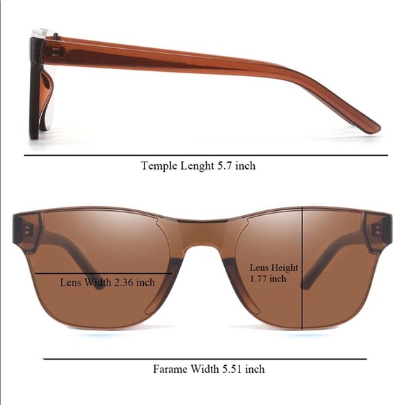 Rimless Wayfarer Sunglasses Retro Brown Classic - Picture 5 of 5